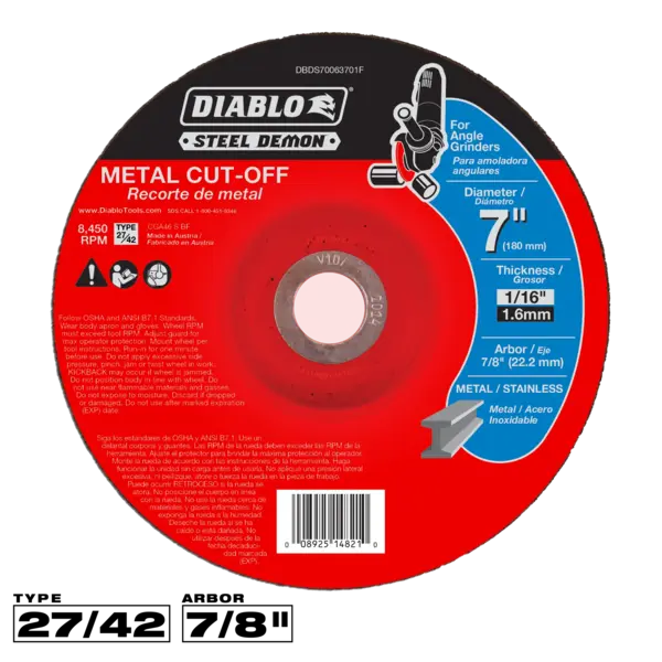 DBDS70063701F Cut Off Disc 7 T27  Steel Demon™ Diablo®