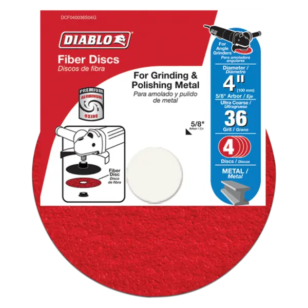 DCF040036S04G Fiber Disc 4  36 Grit  Diablo (4PK)