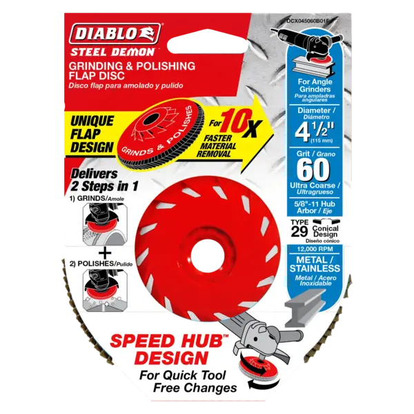 DCX045060B01F Flap Disc 4 1/2 60 Grit Speed Hub  Steel Demon™  Diablo®