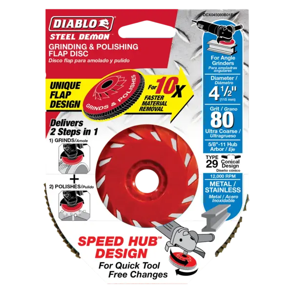 DCX045080B01F Flap Disc 4 1/2 80 Grit Speed Hub  Steel Demon™ Diablo®