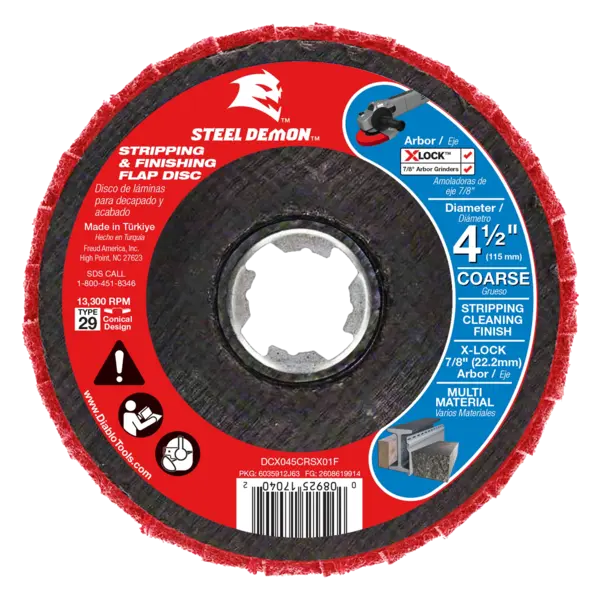 DCX045CRSX01F Flap Disc 4 1/2 X-LOCK  7/8 Coarse Stripping  Steel Demon Diablo®
