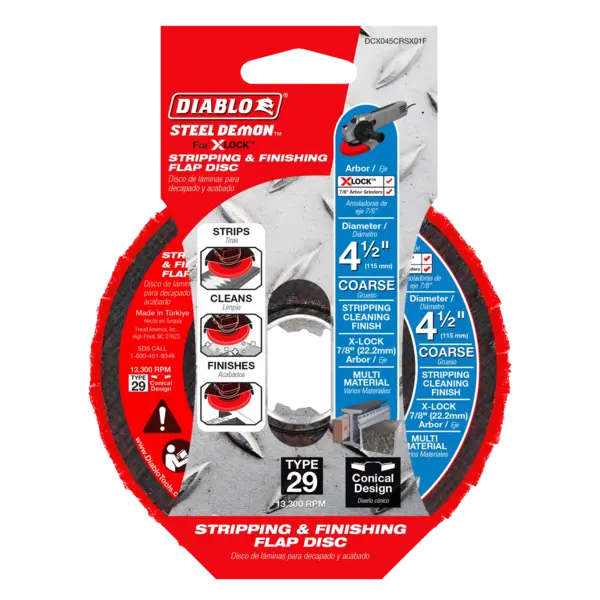 DCX045CRSX01F Flap Disc 4 1/2 X-LOCK  7/8 Coarse Stripping  Steel Demon Diablo®