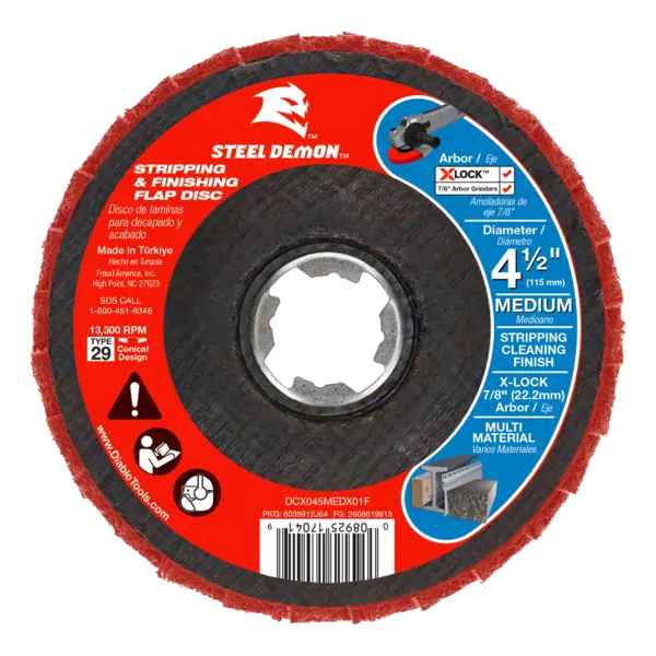 DCX045MEDX01F Flap Disc 4 1/2 X-LOCK  7/8 Medium Stripping  Steel Demon Diablo®