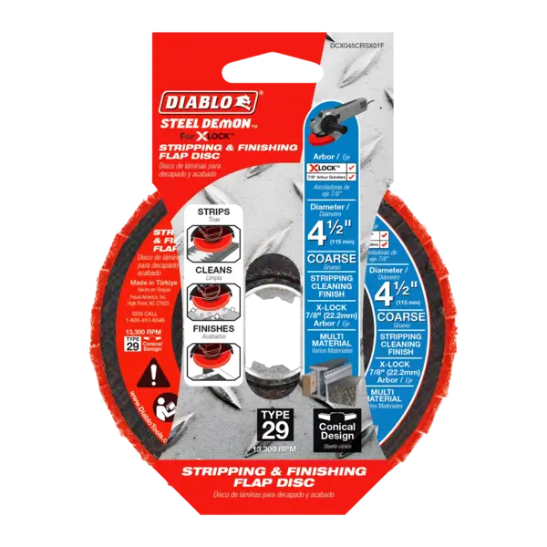 DCX045MEDX01F Flap Disc 4 1/2 X-LOCK  7/8 Medium Stripping  Steel Demon Diablo®