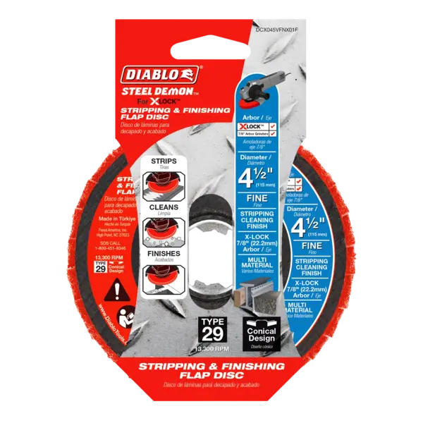 DCX045VFNX01F Flap Disc 4 1/2 X-LOCK  7/8 Fine Stripping  Steel Demon Diablo®
