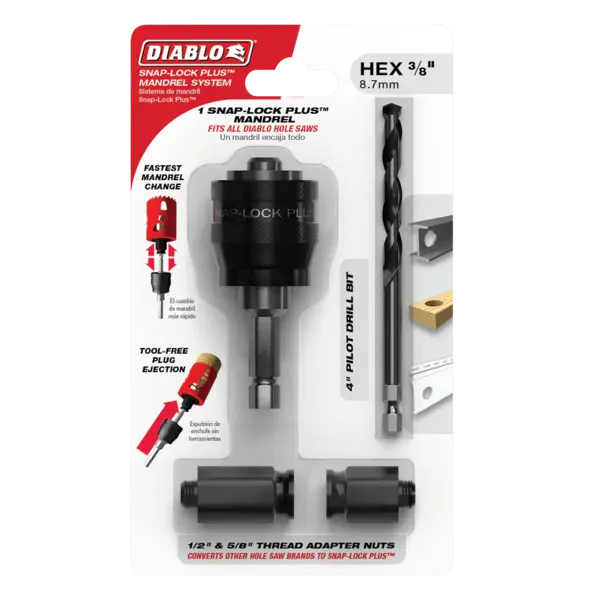 DHSAR375 Hole Saw Mandrel System 3/8 Snap-Lock Plus  Diablo