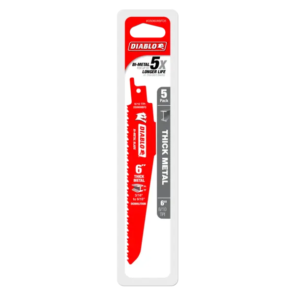 DS0608BFD5 Sawzall Blade 6 x 8/10 TPI  Diablo (5Pk)