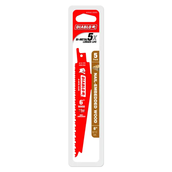 DS0612BW5 Sawzall Blade 6 x 6/12 TPI  Diablo (5Pk)