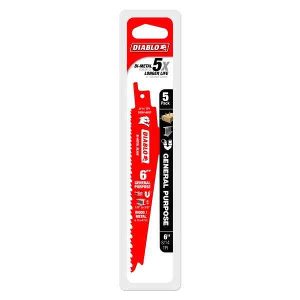 DS0614BGP5 Sawzall Blade 6 x 8/14 TPI  Diablo (5Pk)
