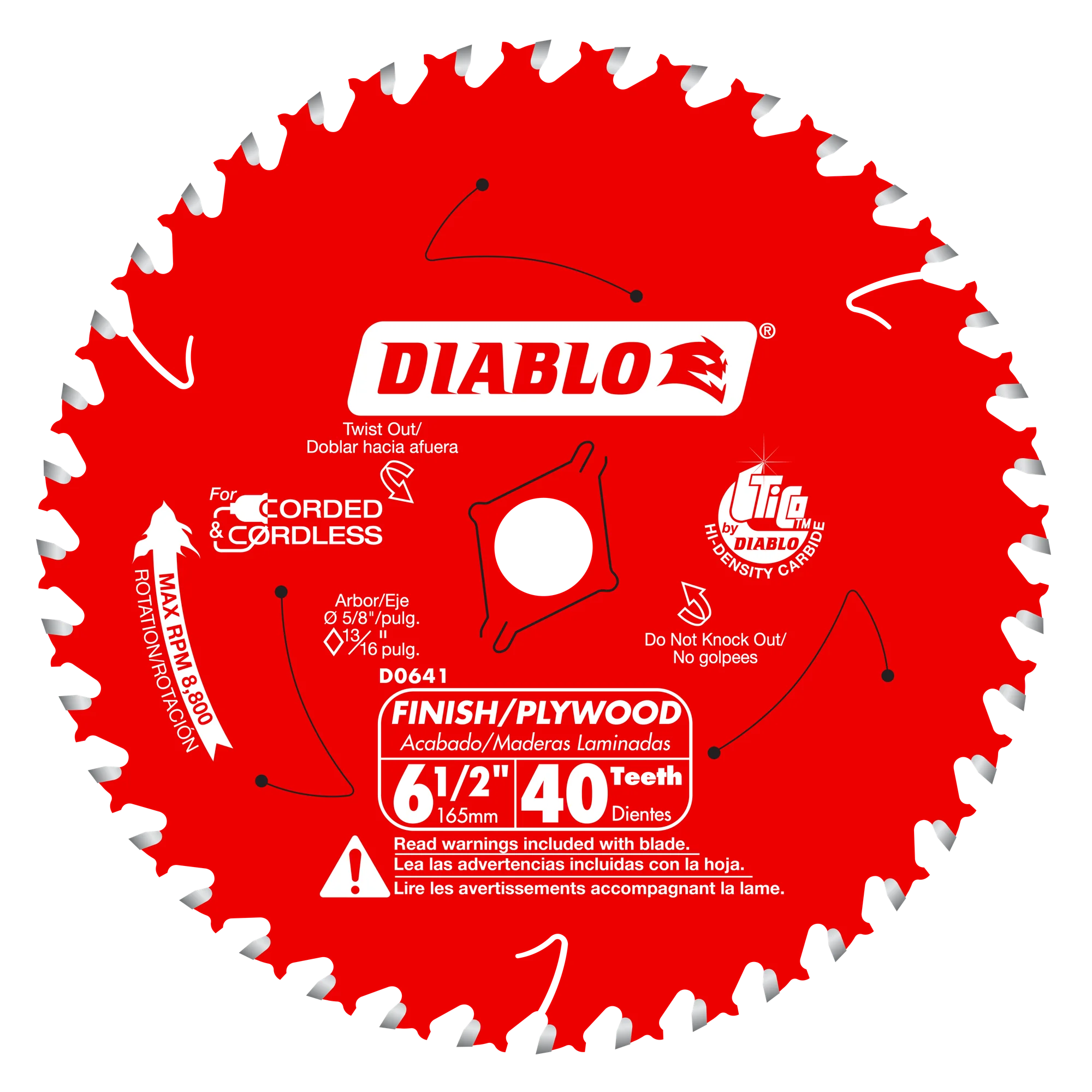 Blade 6 1/2 x 40 Tooth Finish Trim Wood  Steel Demon™ Diablo®