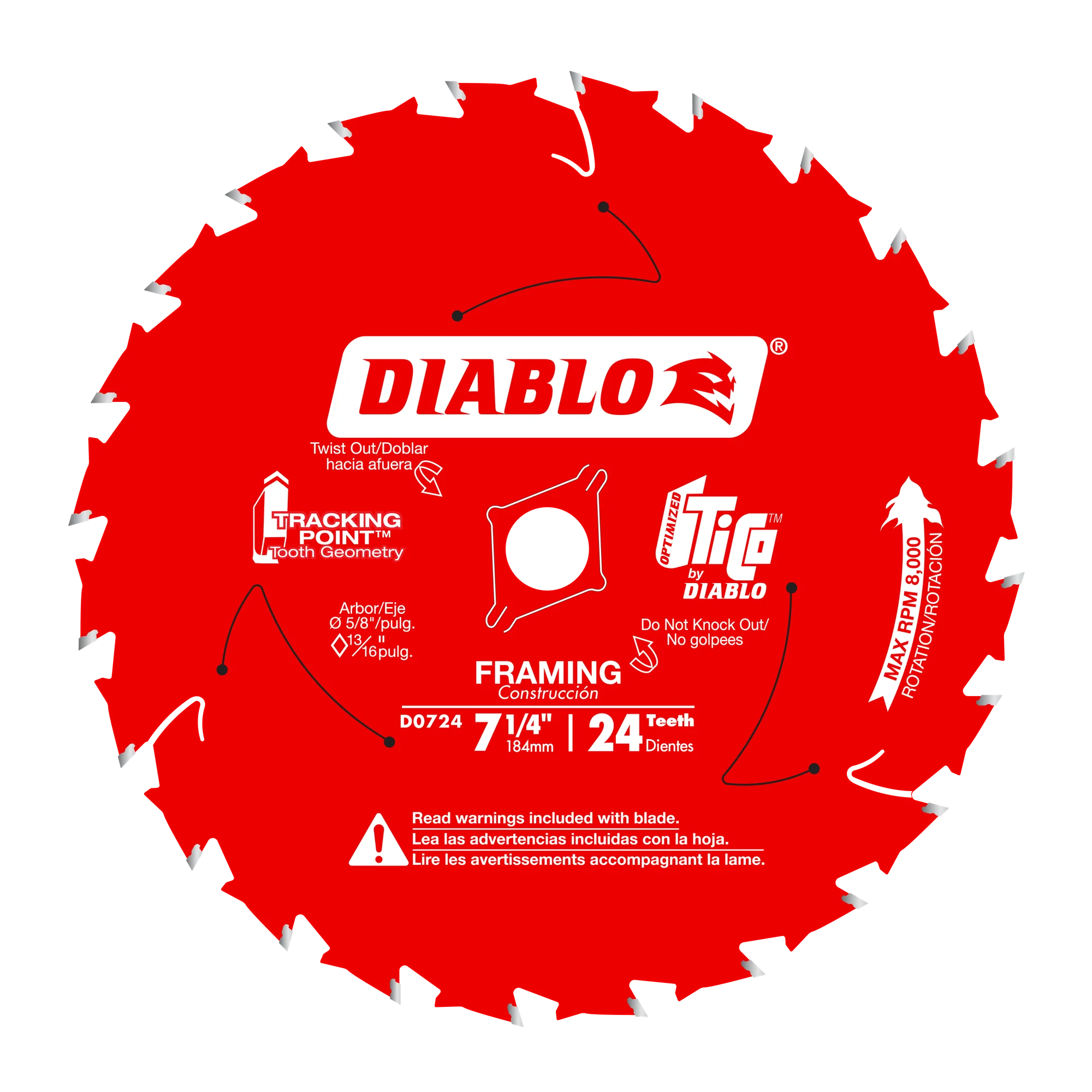 Blade 7 1/4 x 24 Tooth Framing Wood  Diablo®