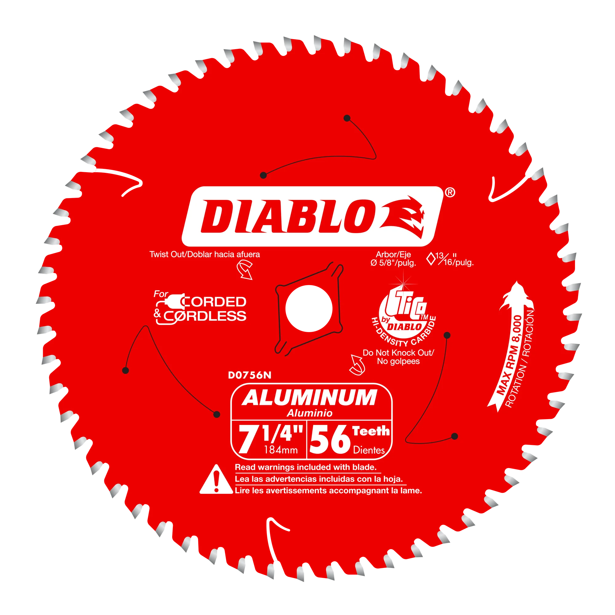 Blade 7 1/4 x 56 Tooth Thick Aluminum  Diablo®