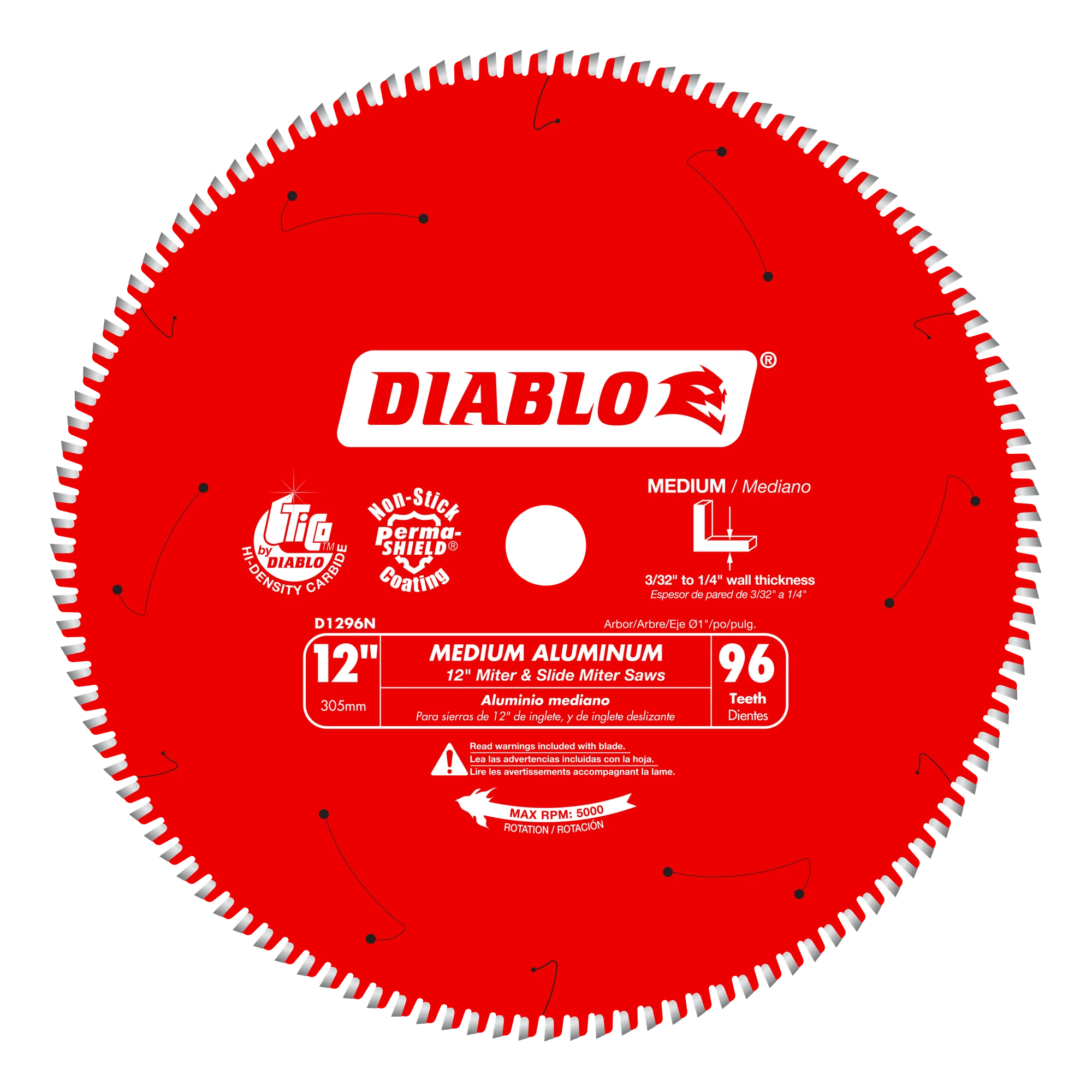 Blade 12 x 96 Tooth Medium Aluminum  Diablo®