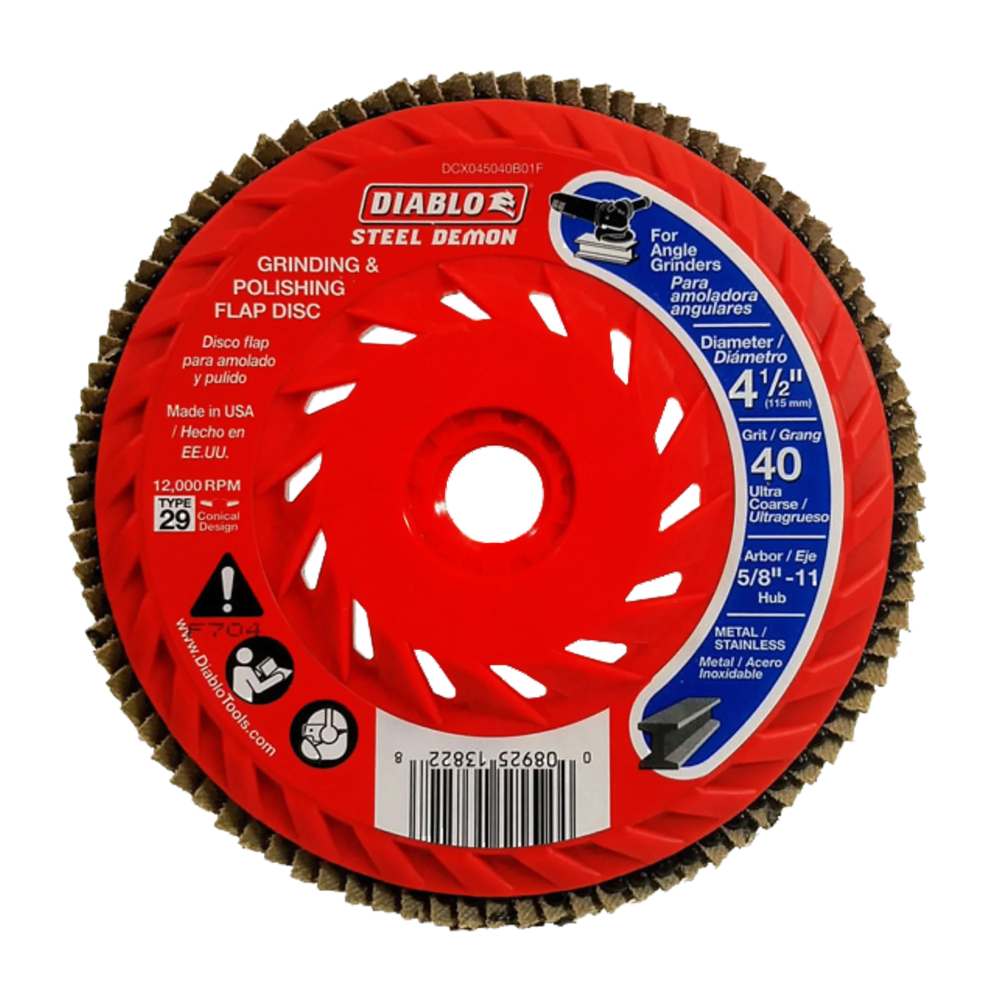 Flap Disc 4 1/2 40 Grit Speed Hub  Steel Demon™ Diablo®