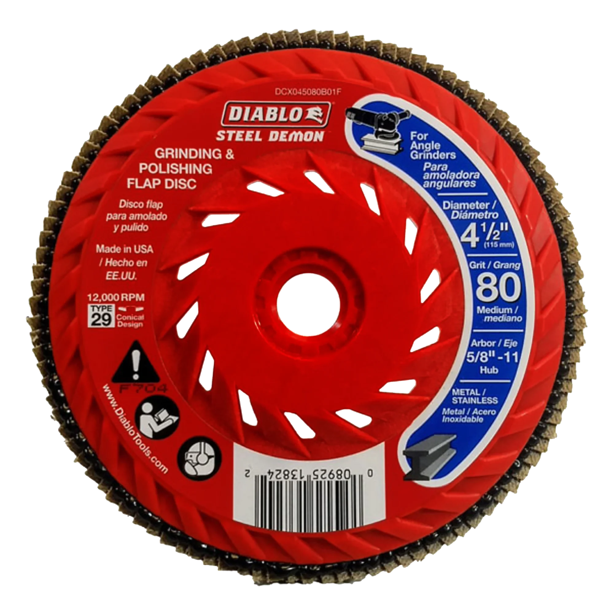 Flap Disc 4 1/2 80 Grit Speed Hub  Steel Demon™ Diablo®
