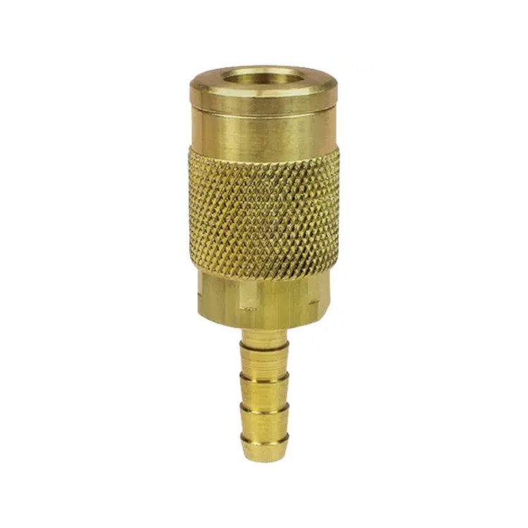 Air Coupling Socket 1/2 Body X 1/2 BARB Steel Yellow Zinc Plated