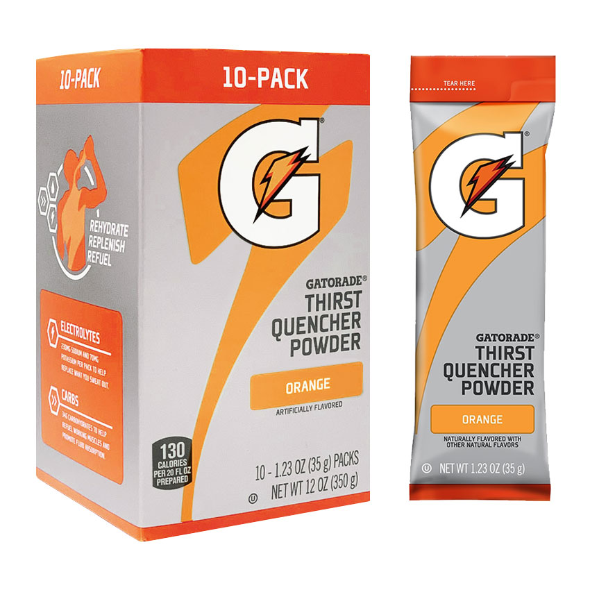 Gatorade Single Serve Pack, Orange, 10 Singles per box