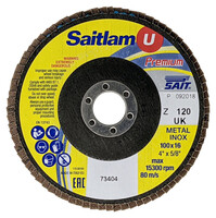 Flap Disc Saitlam UK™ 4  60 Grit T27 Arbor 7/8  Zirconium